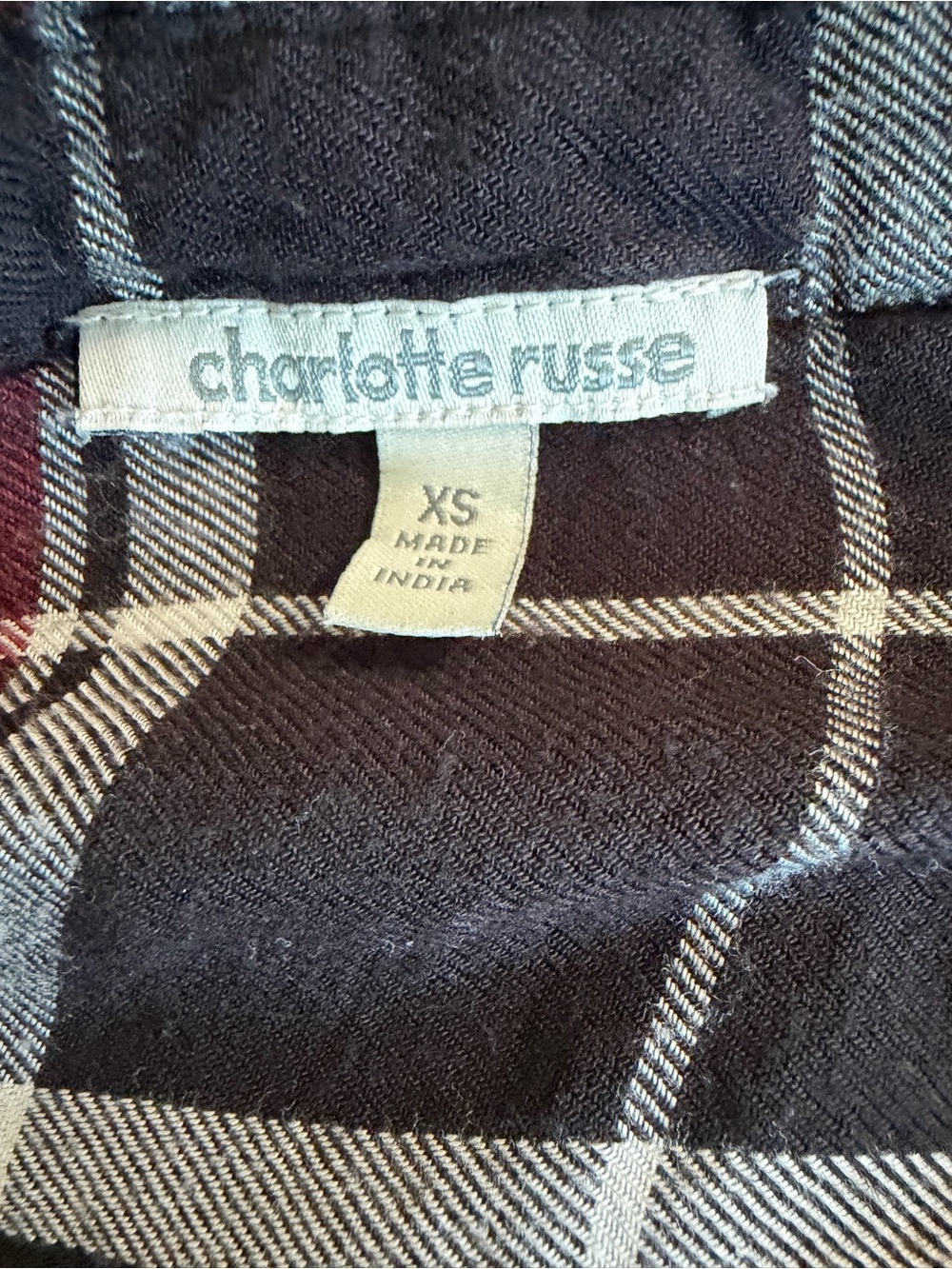 Win Black and Burgundy flannel Button-Front Shirt Dress - Picture 3 of 6